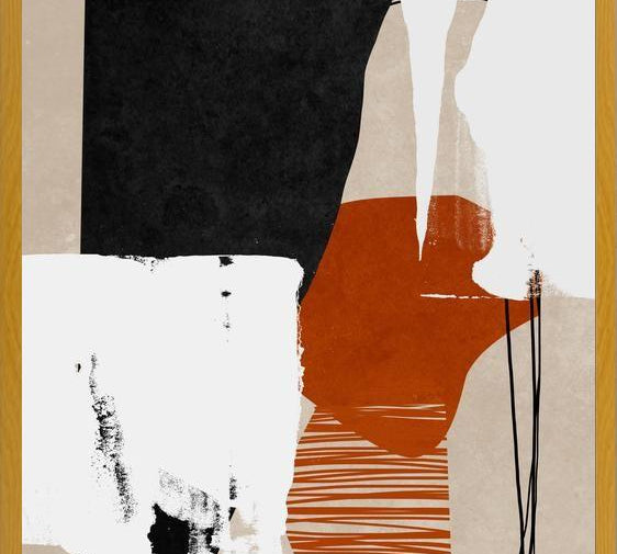 Cuadro Abstracto Naranja Blanco y Negro II