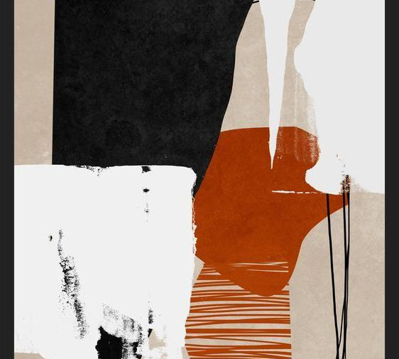 Cuadro Abstracto Naranja Blanco y Negro II
