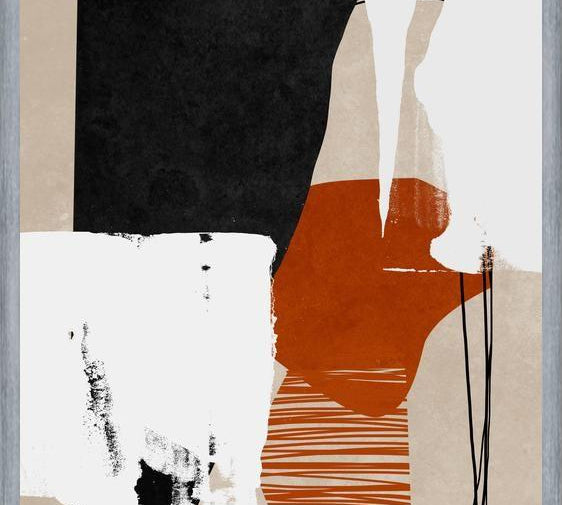 Cuadro Abstracto Naranja Blanco y Negro II