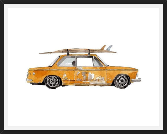 Cuadro Old Yellow BMW 2002 surf car