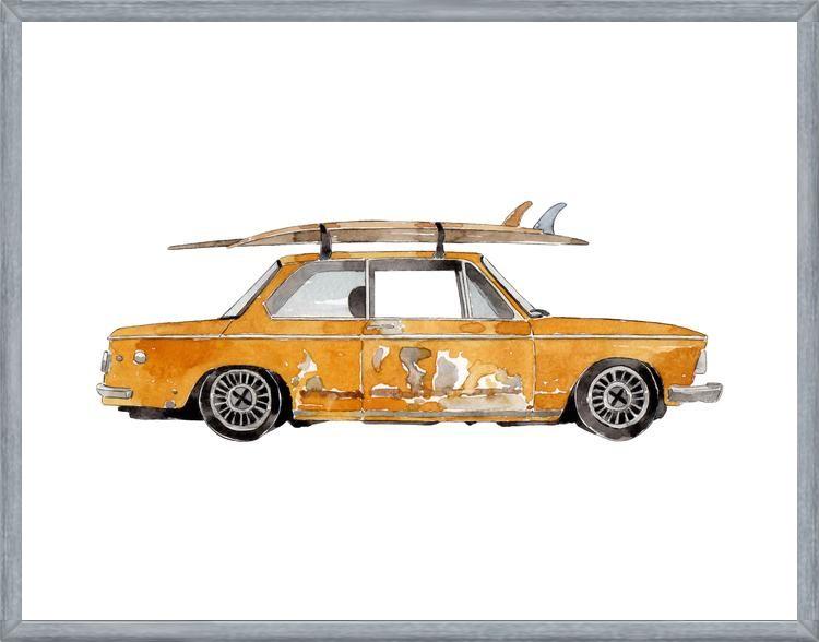 Cuadro Old Yellow BMW 2002 surf car
