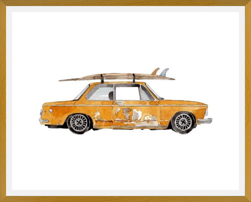 Cuadro Old Yellow BMW 2002 surf car