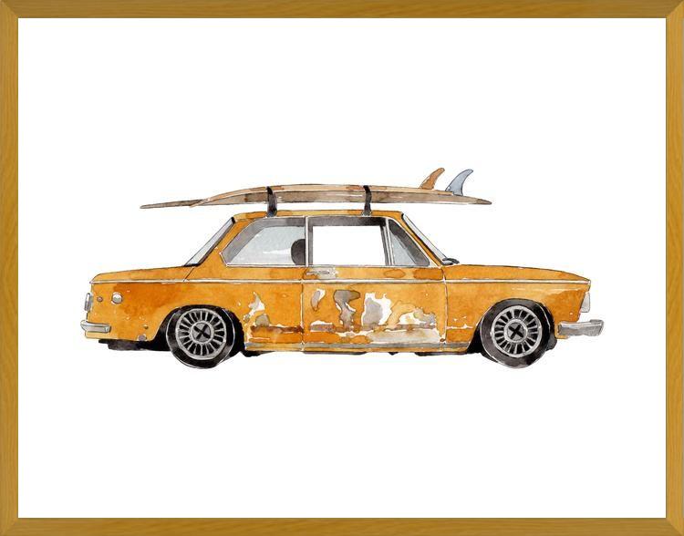 Cuadro Old Yellow BMW 2002 surf car