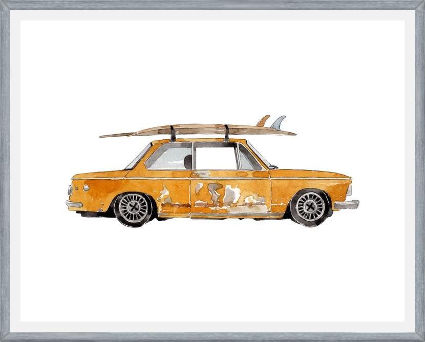 Cuadro Old Yellow BMW 2002 surf car