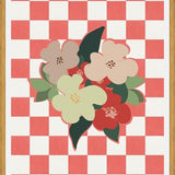 Cuadro Retro Flowers on Checkerboard 03