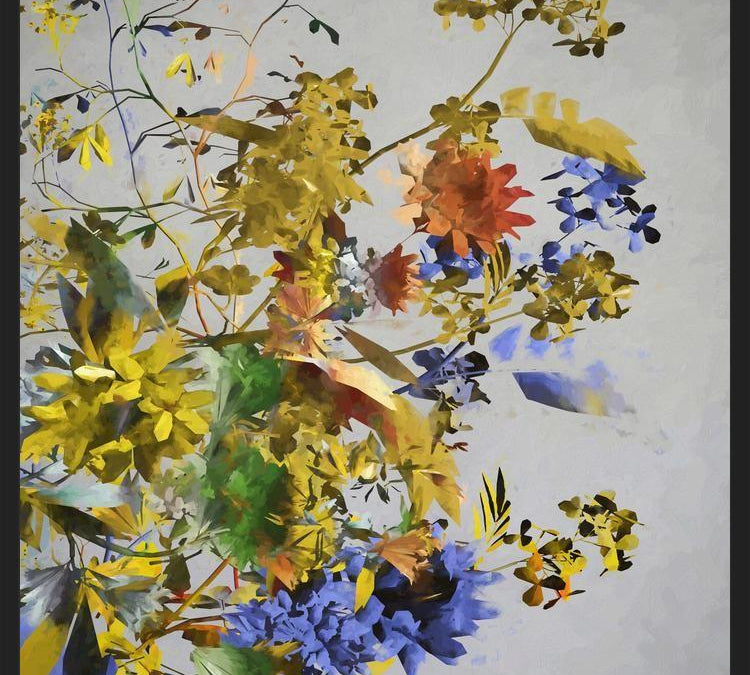 Cuadro Floral in Yellow and Blue