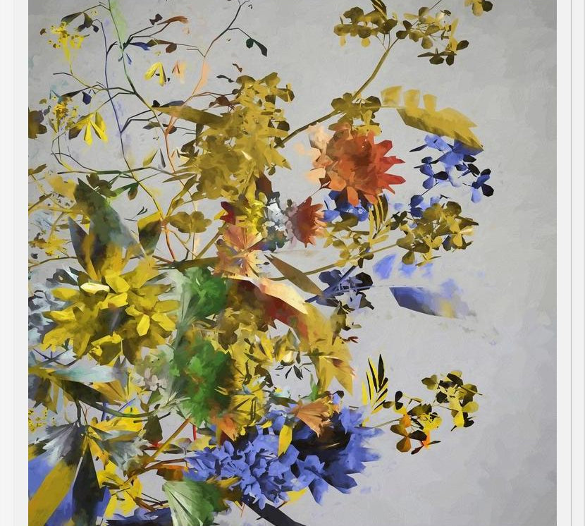 Cuadro Floral in Yellow and Blue