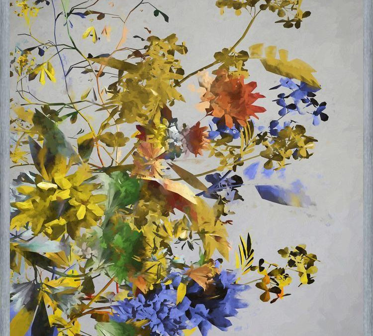 Cuadro Floral in Yellow and Blue