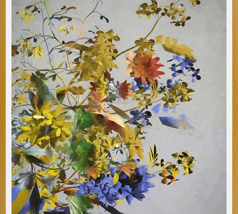 Cuadro Floral in Yellow and Blue