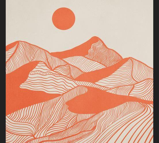 Cuadro Vintage Mountains Line Art