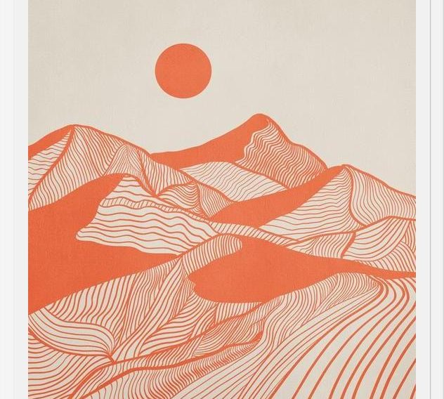 Cuadro Vintage Mountains Line Art