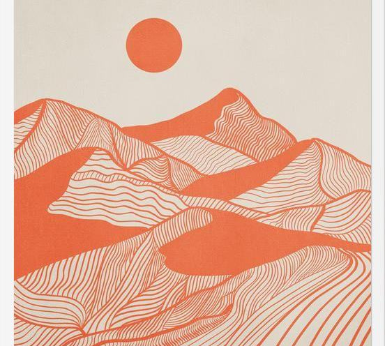 Cuadro Vintage Mountains Line Art