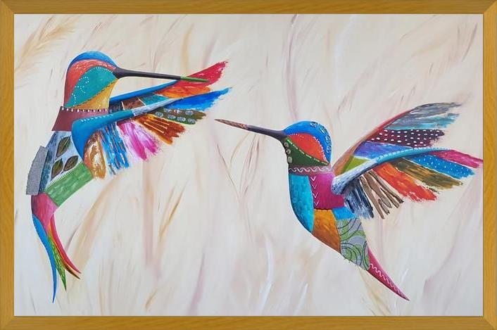 Cuadro Dulce encuentro (pareja de colibríes)