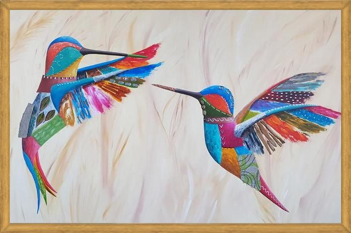 Cuadro Dulce encuentro (pareja de colibríes)