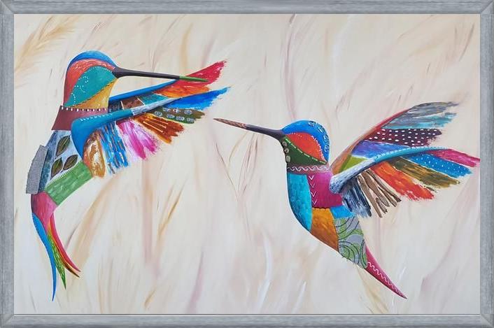 Cuadro Dulce encuentro (pareja de colibríes)