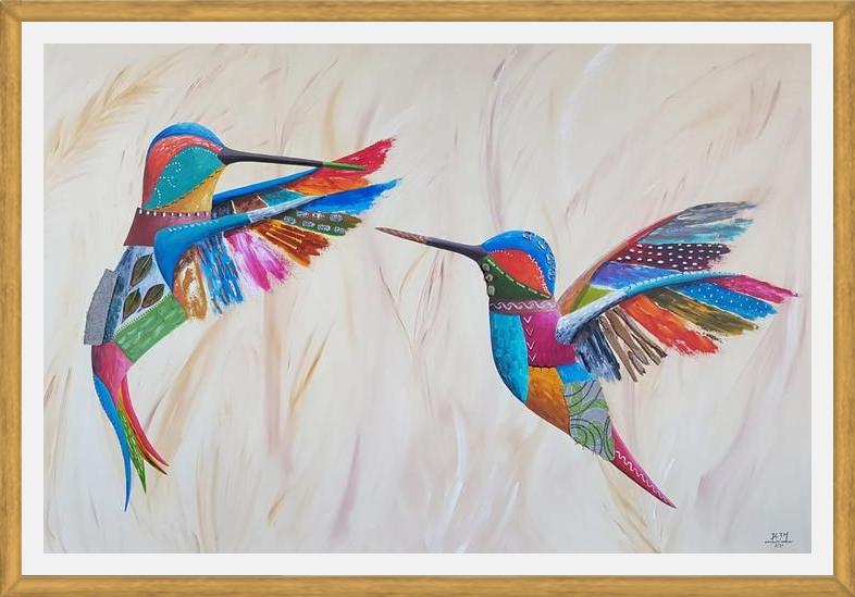 Cuadro Dulce encuentro (pareja de colibríes)