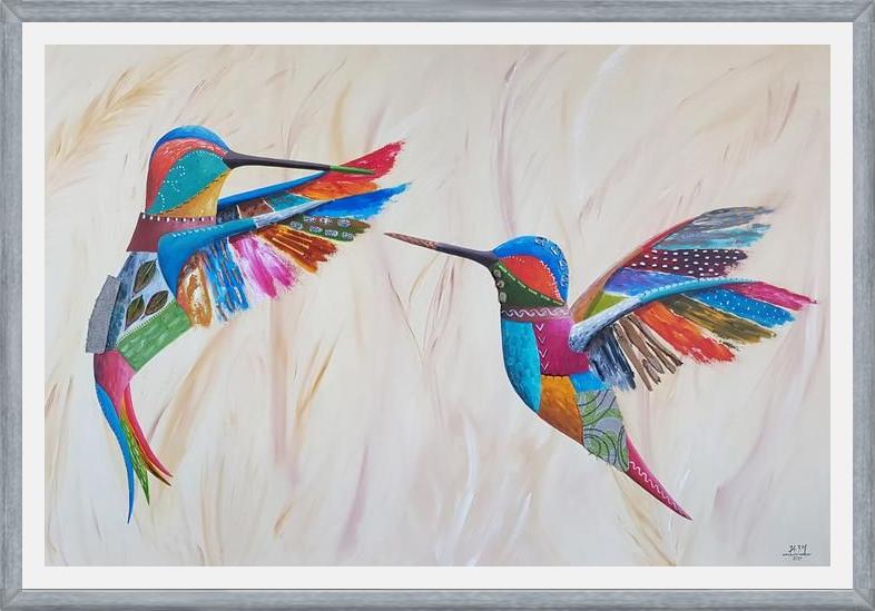 Cuadro Dulce encuentro (pareja de colibríes)