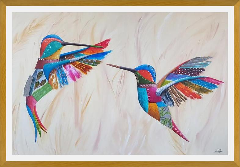Cuadro Dulce encuentro (pareja de colibríes)