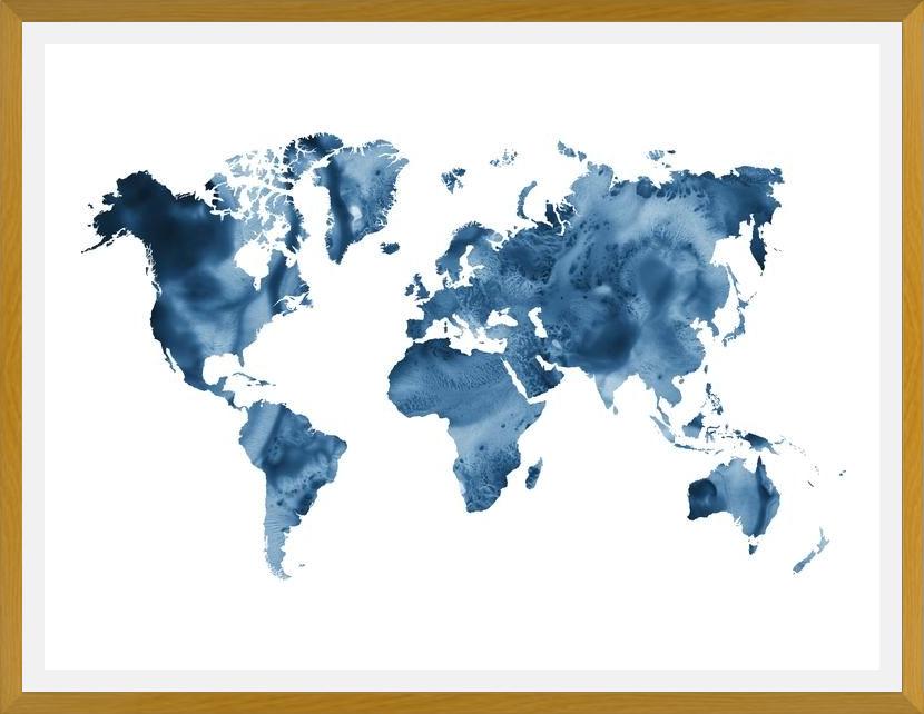 Cuadro Indigo blue world map