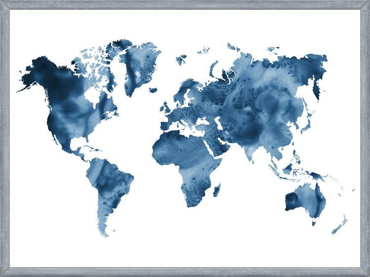 Cuadro Indigo blue world map