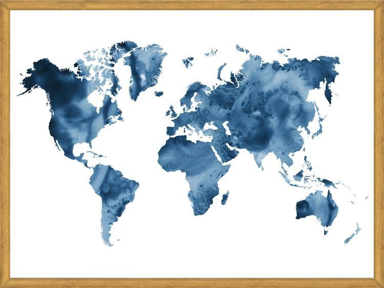 Cuadro Indigo blue world map