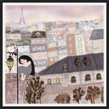 Cuadro Girl illustration with Paris night