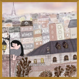 Cuadro Girl illustration with Paris night