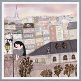 Cuadro Girl illustration with Paris night