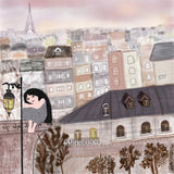 Canvas Girl illustration with Paris night