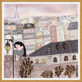 Cuadro Girl illustration with Paris night