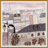 Cuadro Girl illustration with Paris night