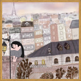 Cuadro Girl illustration with Paris night