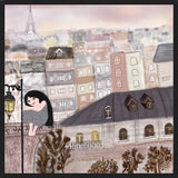 Cuadro Girl illustration with Paris night