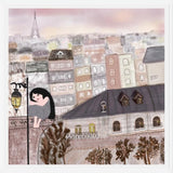 Cuadro Girl illustration with Paris night