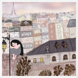 Cuadro Girl illustration with Paris night