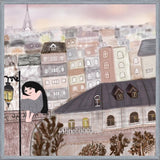 Cuadro Girl illustration with Paris night