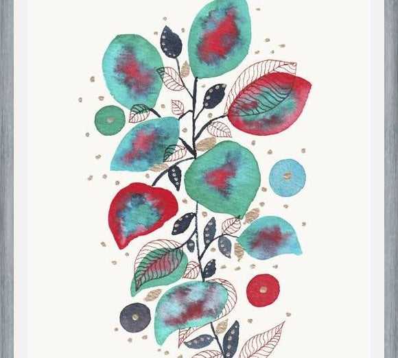 Cuadro Turquoise Pink Watercolor Plant 2