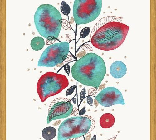 Cuadro Turquoise Pink Watercolor Plant 2