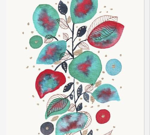 Cuadro Turquoise Pink Watercolor Plant 2