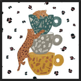 Cuadro Leopard with coffee cups wild forest