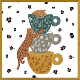 Cuadro Leopard with coffee cups wild forest