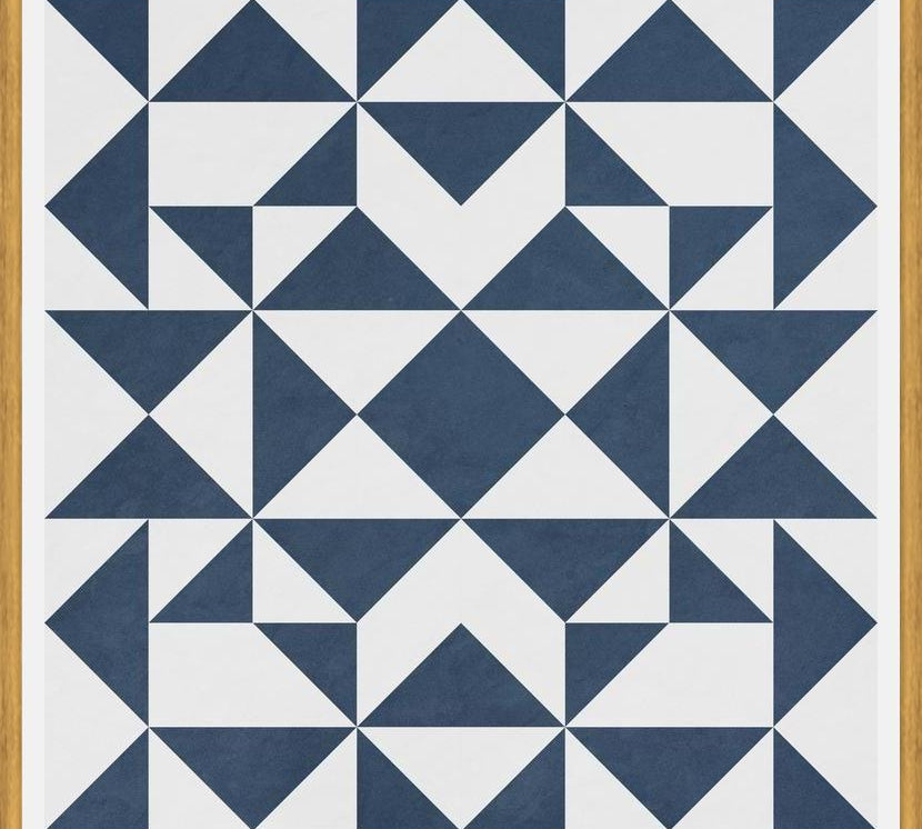 Cuadro Geométrico Elegante Azul y Blanco