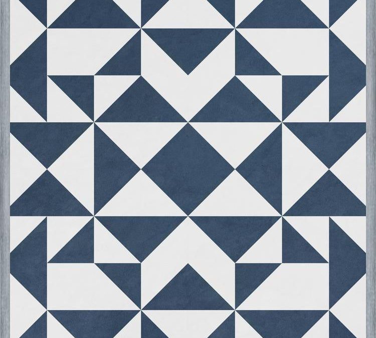 Cuadro Geométrico Elegante Azul y Blanco