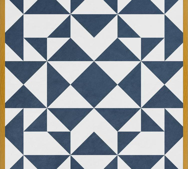Cuadro Geométrico Elegante Azul y Blanco