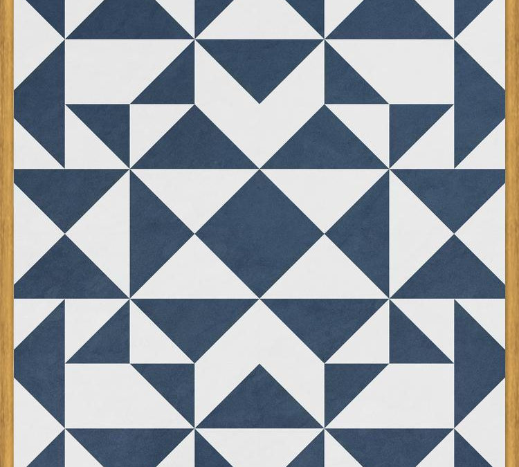 Cuadro Geométrico Elegante Azul y Blanco