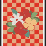 Cuadro Retro Flowers on Checkerboard 02