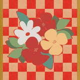Cuadro Retro Flowers on Checkerboard 02