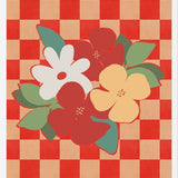 Cuadro Retro Flowers on Checkerboard 02