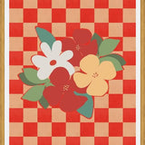 Cuadro Retro Flowers on Checkerboard 02