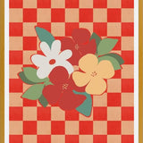 Cuadro Retro Flowers on Checkerboard 02